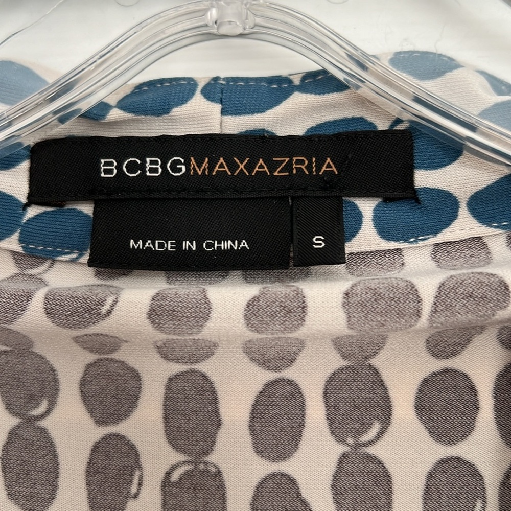 BCBGMAXAZRIA Polka Dot V-Neck Dress. Tie waist. Ruffle sleeve. A-line. Size S. - Picture 6 of 8